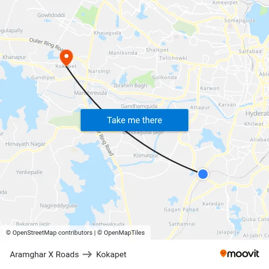 Aramghar X Roads to Kokapet map