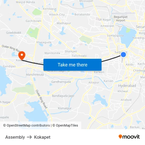 Assembly to Kokapet map