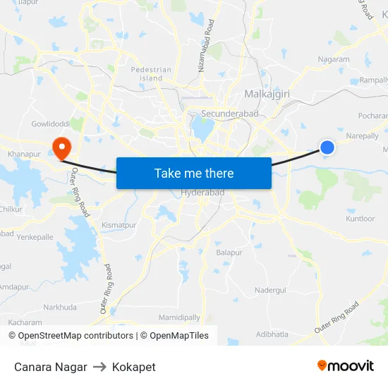 Canara Nagar to Kokapet map
