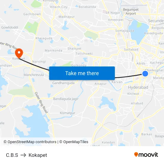 C.B.S to Kokapet map