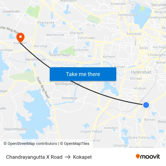 Chandrayangutta X Road to Kokapet map