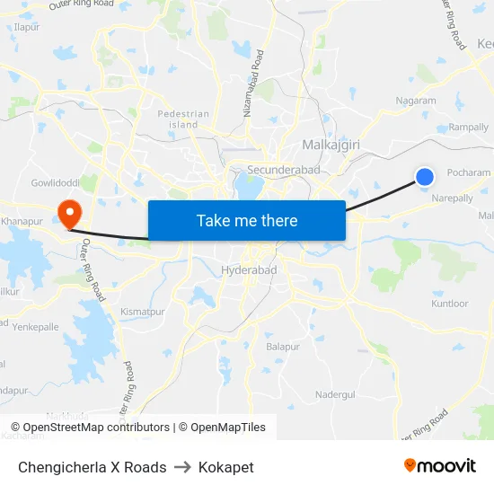 Chengicherla X Roads to Kokapet map