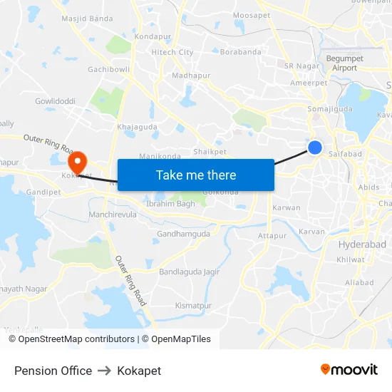 Pension Office to Kokapet map