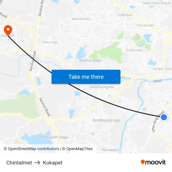 Chintalmet to Kokapet map