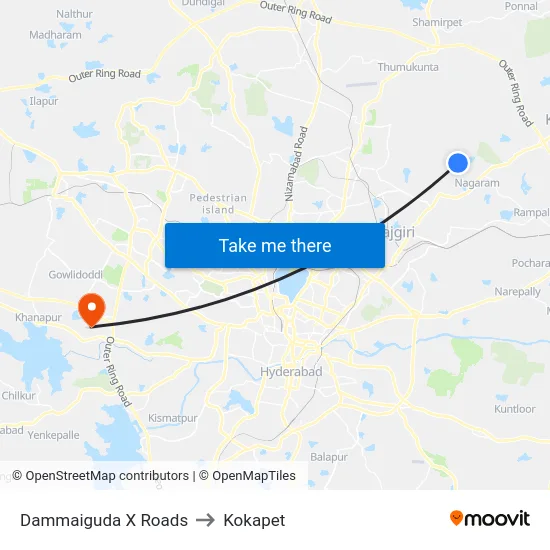 Dammaiguda X Roads to Kokapet map