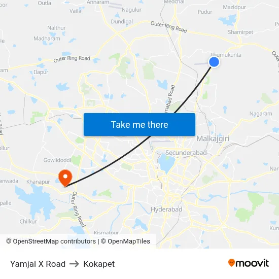 Yamjal X Road to Kokapet map