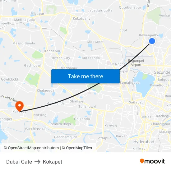 Dubai Gate to Kokapet map