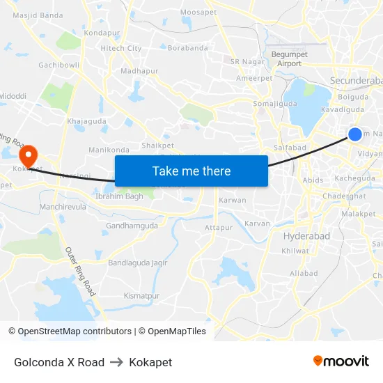 Golconda X Road to Kokapet map