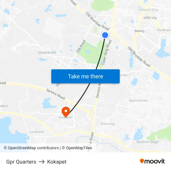 Gpr Quarters to Kokapet map