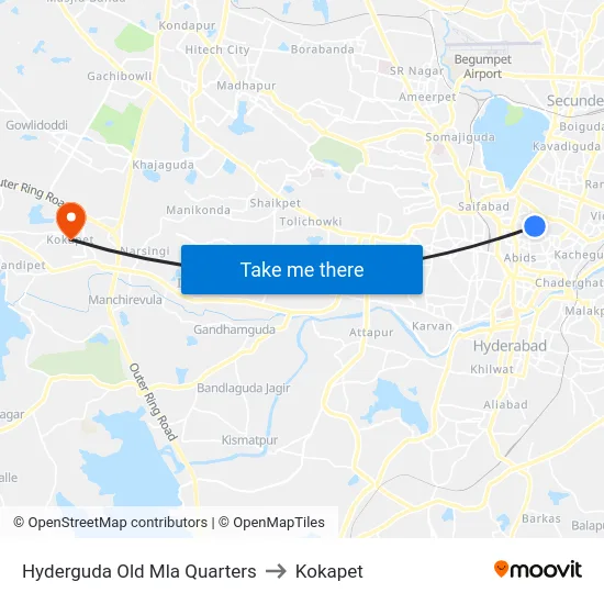 Hyderguda Old Mla Quarters to Kokapet map