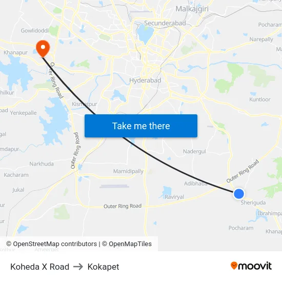 Koheda X Road to Kokapet map