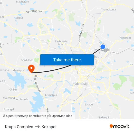 Krupa Complex to Kokapet map