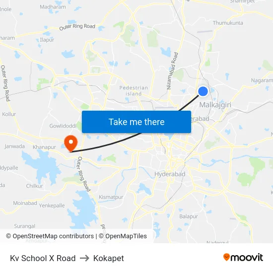 Kv School X Road to Kokapet map