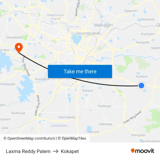 Laxma Reddy Palem to Kokapet map
