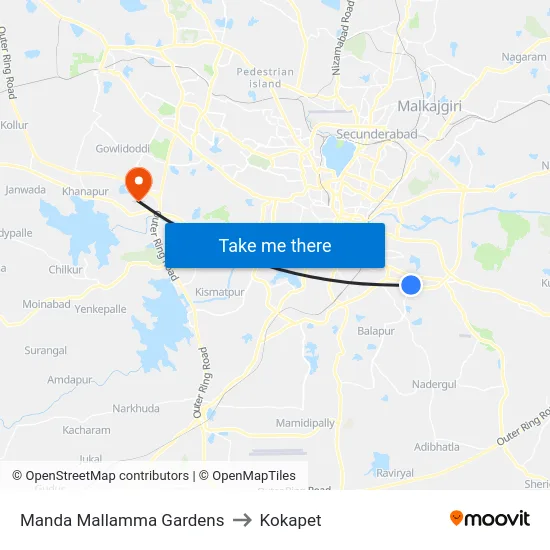 Manda Mallamma Gardens to Kokapet map