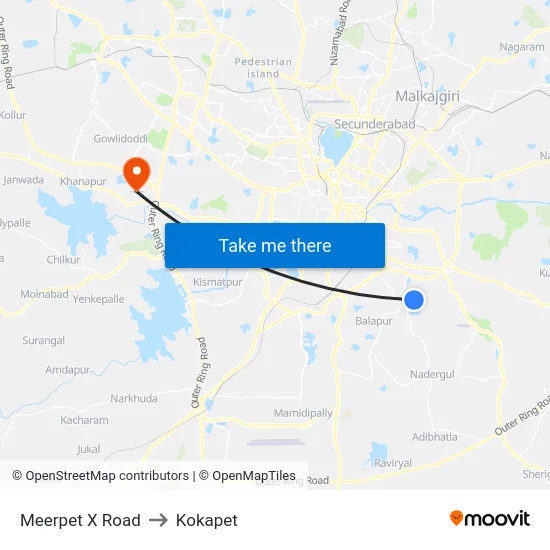 Meerpet X Road to Kokapet map