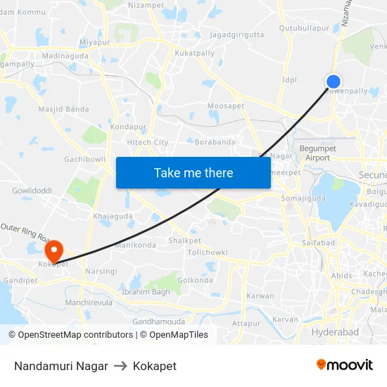 Nandamuri Nagar to Kokapet map