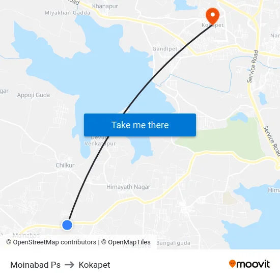 Moinabad Ps to Kokapet map
