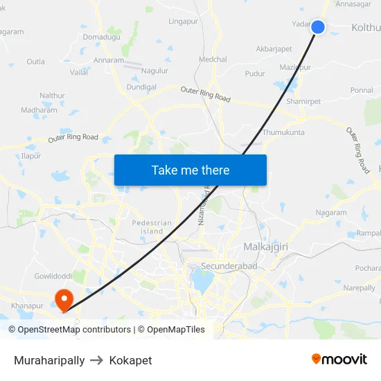 Muraharipally to Kokapet map