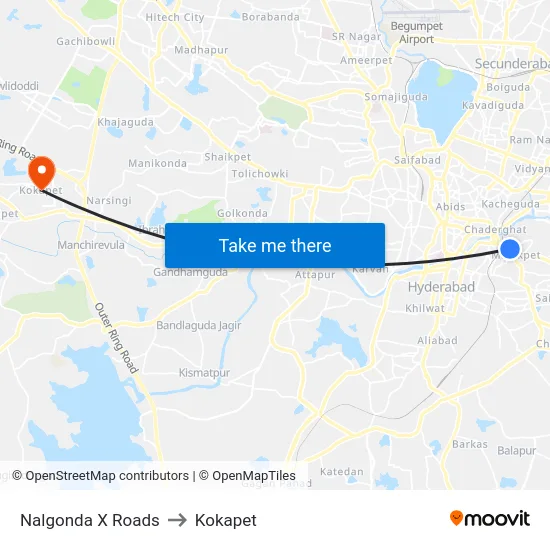 Nalgonda X Roads to Kokapet map