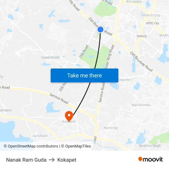 Nanak Ram Guda to Kokapet map