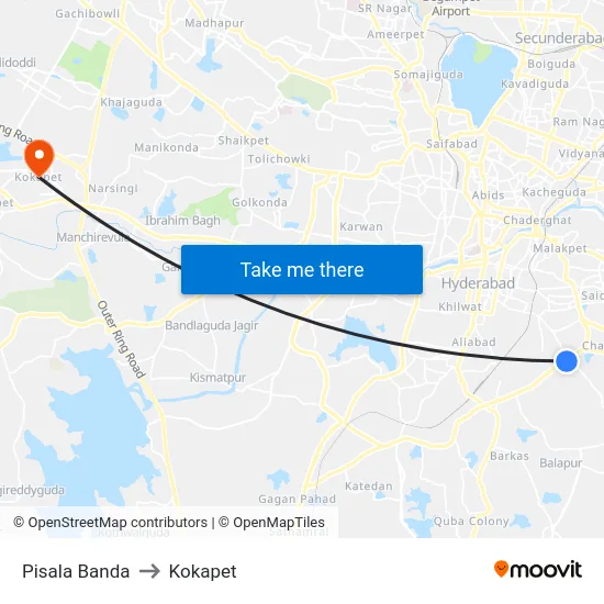 Pisala Banda to Kokapet map