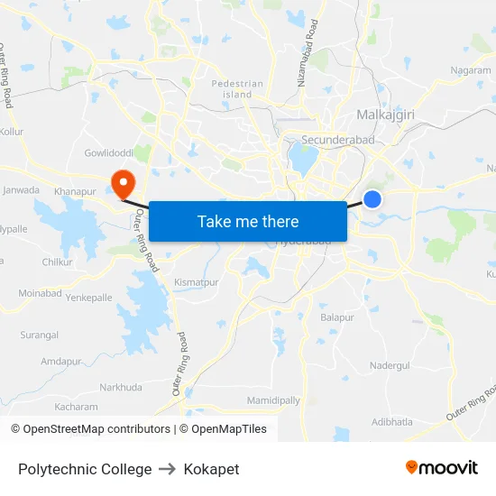 Polytechnic College to Kokapet map