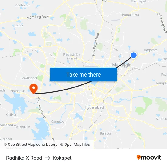 Radhika X Road to Kokapet map