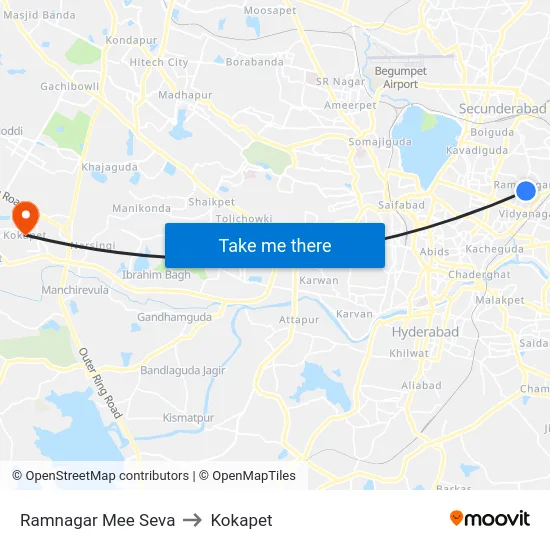 Ramnagar Mee Seva to Kokapet map