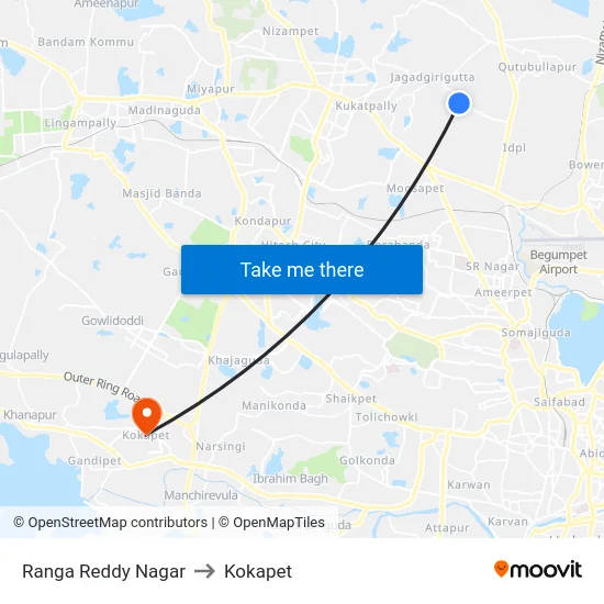 Ranga Reddy Nagar to Kokapet map