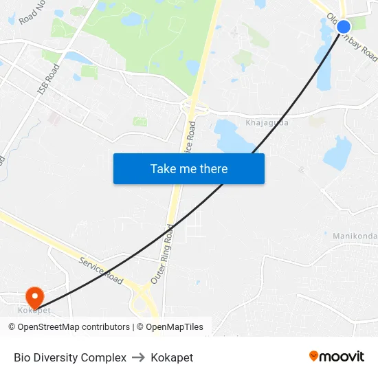 Bio Diversity Complex to Kokapet map