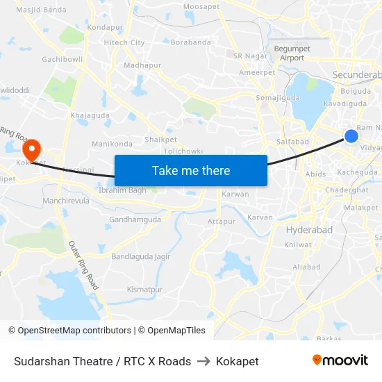 Sudarshan Theatre / RTC X Roads to Kokapet map