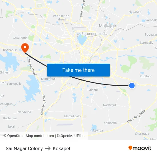 Sai Nagar Colony to Kokapet map