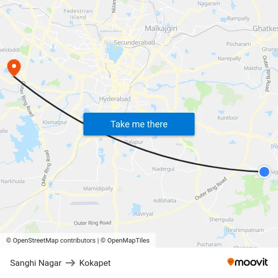 Sanghi Nagar to Kokapet map
