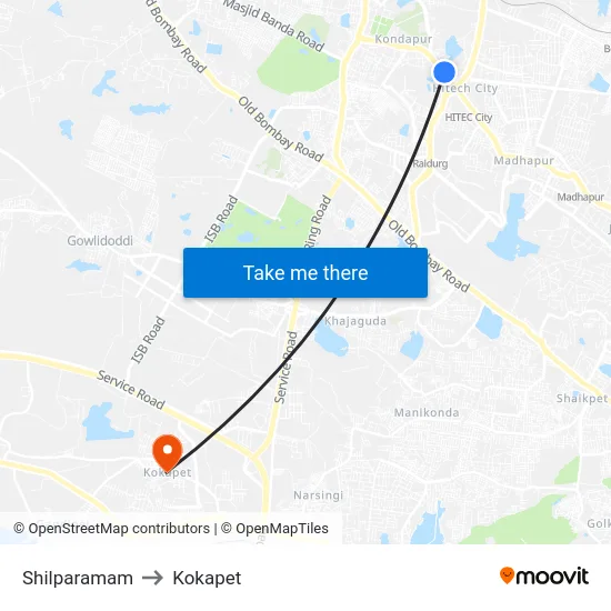 Shilparamam to Kokapet map