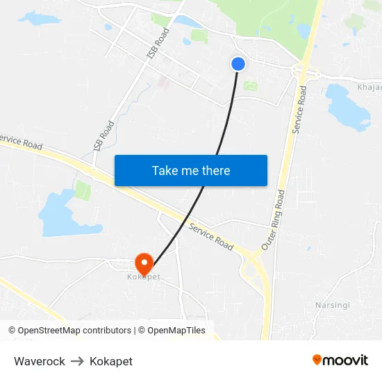 Waverock to Kokapet map
