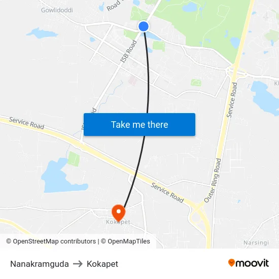 Nanakramguda to Kokapet map
