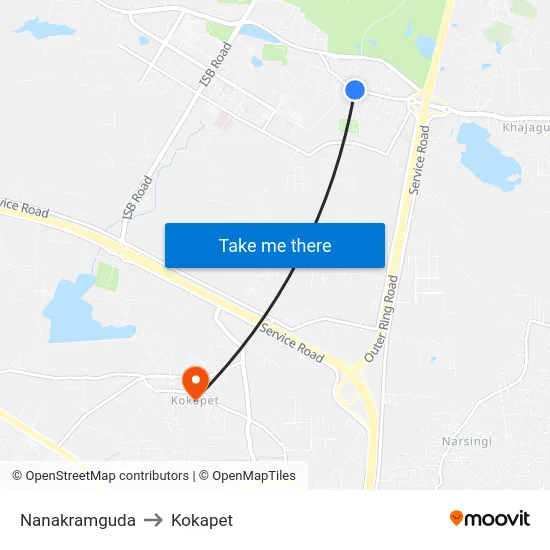 Nanakramguda to Kokapet map