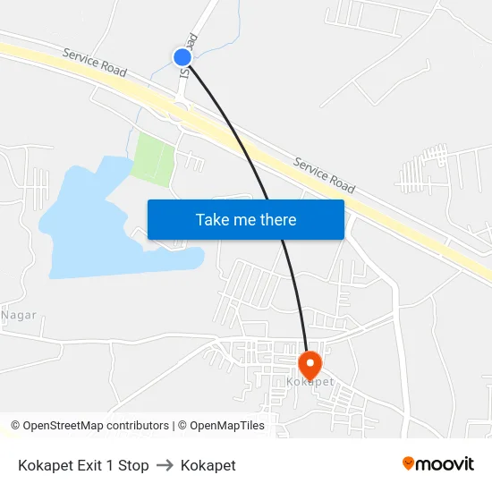 Kokapet Exit 1 Stop to Kokapet map