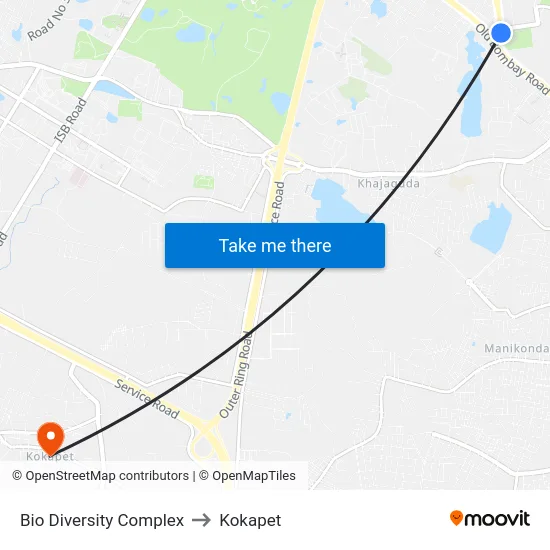 Bio Diversity Complex to Kokapet map