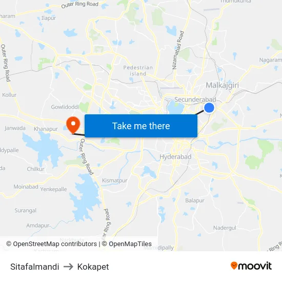 Sitafalmandi to Kokapet map