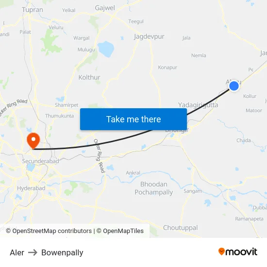 Aler to Bowenpally map