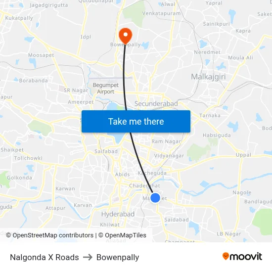 Nalgonda X Roads to Bowenpally map