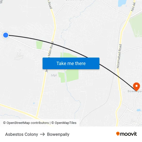 Asbestos Colony to Bowenpally map