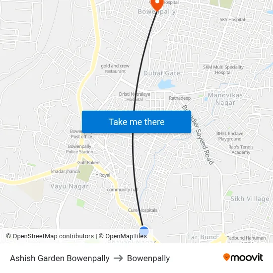 Ashish Garden Bowenpally to Bowenpally map