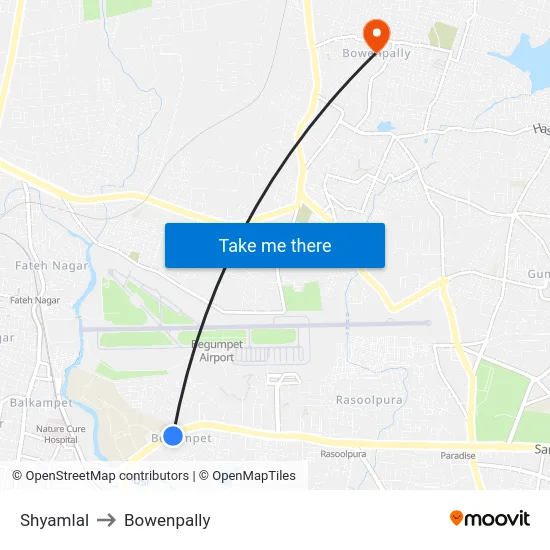 Shyamlal to Bowenpally map