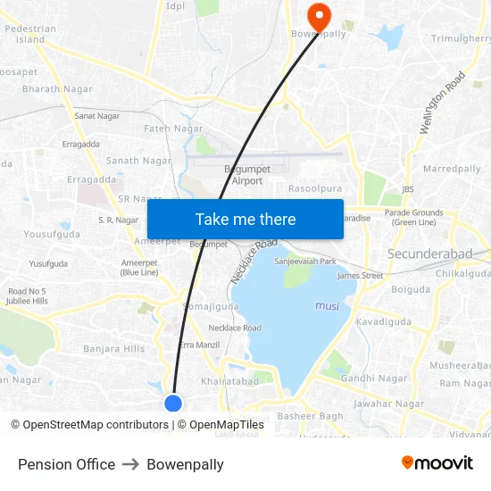 Pension Office to Bowenpally map