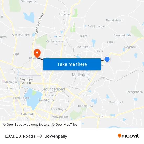 E.C.I.L X Roads to Bowenpally map