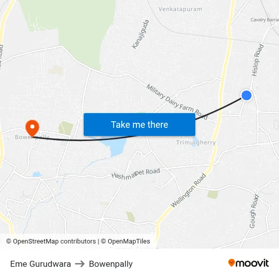 Eme Gurudwara to Bowenpally map