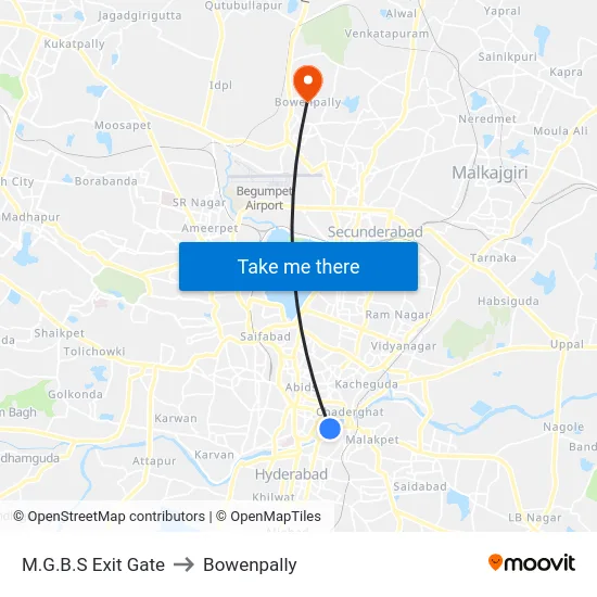M.G.B.S Exit Gate to Bowenpally map